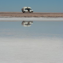 On the salt of the Laguna Tebinquiche with our nice sleeping place